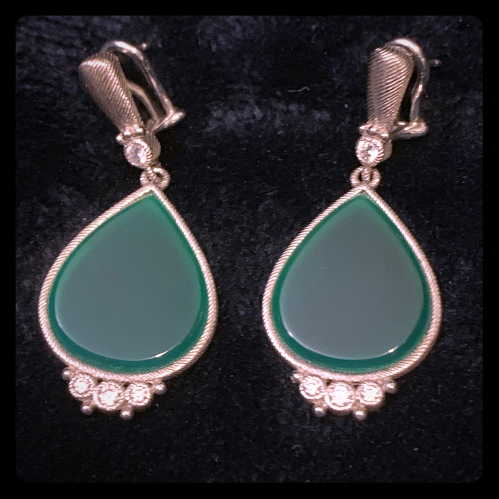 Judith Ripka chalcedony and diamonique earrings